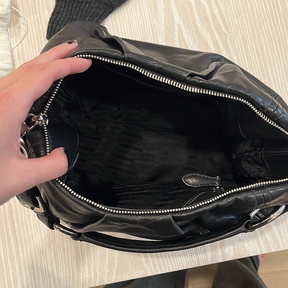 Prada Black Leather Purse w/ Silver Hardware - Picture 5 of 6
